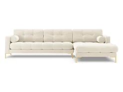 Cosmopolitan Design - Sofá de canto direito "Bali" 5 lugares em veludo bege claro - 293x185x75cm