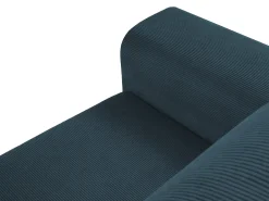 Cosmopolitan Design - Sofá convertível de canto direito com caixa de arrumação "Kyoto" 4 lugares em veludo cotelê azul escuro - 241x145x88cm