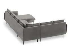 Cosmopolitan Design - Sofá de canto panorâmico à esquerda "Vienna" 7 lugares em veludo cinza claro - 330x235x95cm