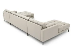 Cosmopolitan Design - Sofá panorâmico "Bali" 7 lugares em tecido estrutural bege - 383x185x75cm