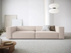 Cosmopolitan Design - Sofá "Arendal" 4 lugares em tecido chenille bege - 244x102x70cm