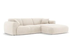 Cosmopolitan Design - Sofá de canto direito "Nolio" 4 lugares em tecido chenille bege claro - 260x170x72cm