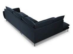 Cosmopolitan Design - Sofá de canto esquerdo "Vienna" 6 lugares em veludo azul escuro - 275x185x95cm