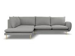 Cosmopolitan Design - Sofá de canto esquerdo "Vienna" 6 lugares em tecido bouclé cinza - 275x185x95cm