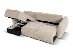 Cosmopolitan Design - Sofá convertível de canto esquerdo com caixa de arrumação "Matera" 4 lugares em tecido chenille bege - 253x173x86cm