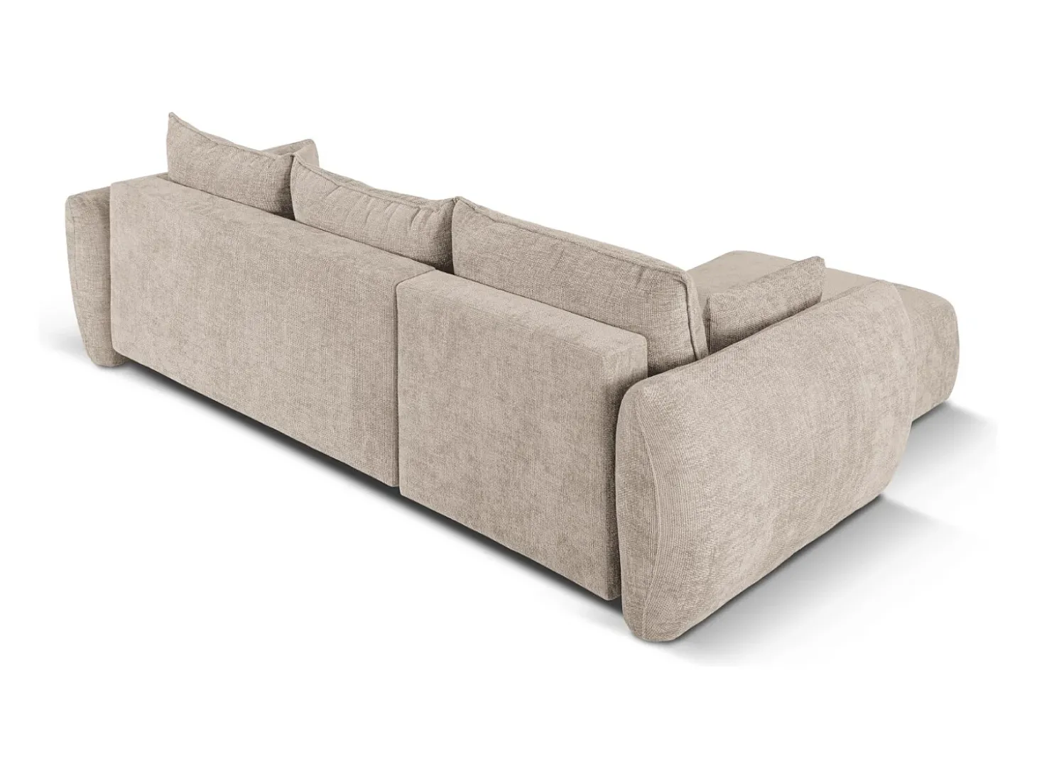 Cosmopolitan Design - Sofá convertível de canto esquerdo com caixa de arrumação "Matera" 4 lugares em tecido chenille bege - 253x173x86cm