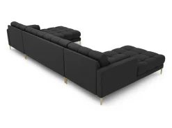 Cosmopolitan Design - Sofá panorâmico "Bali" 7 lugares em tecido estrutural cinza escuro - 383x185x75cm