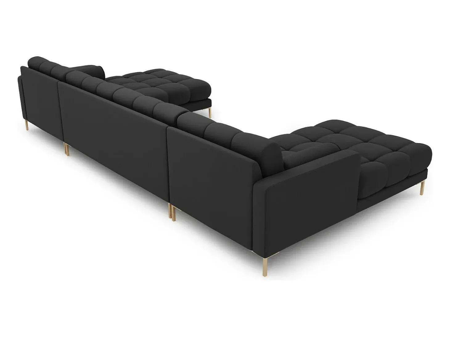 Cosmopolitan Design - Sofá panorâmico "Bali" 7 lugares em tecido estrutural cinza escuro - 383x185x75cm