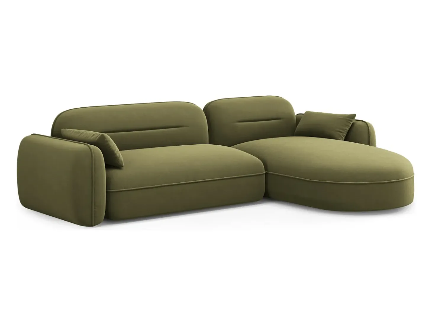 Cosmopolitan Design - Sofá modular de canto direito "Sydney" 4 lugares em veludo verde claro - 275x165x70cm