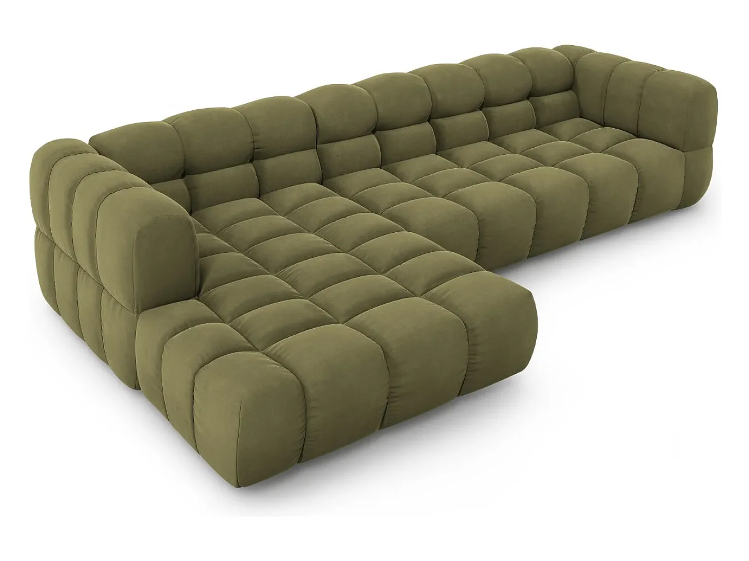 Cosmopolitan Design - Sofá modular de canto esquerdo "Sky" 4 lugares em veludo verde claro - 300x162x75cm