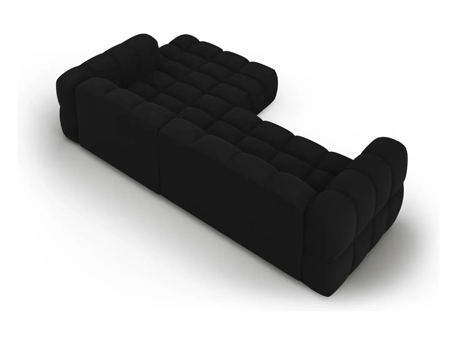 Cosmopolitan Design - Sofá modular de canto direito "Sky" 4 lugares em veludo preto - 272x162x75cm