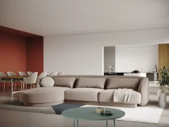 Cosmopolitan Design - Sofá de canto esquerdo "Tulum" 4 lugares em veludo bege - 255x156x70cm