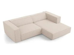 Cosmopolitan Design - Sofá de canto direito "Arendal" 3 lugares em tecido chenille bege - 224x166x70cm