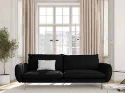 Cosmopolitan Design - Sofá "Vienna" 4 lugares em veludo preto - 230x92x95cm