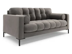 Cosmopolitan Design - Sofá "Bali" 2 lugares em veludo cinza claro - 152x92x75cm