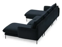 Cosmopolitan Design - Sofá panorâmico "Vienna" 6 lugares em veludo azul escuro - 350x170x95cm