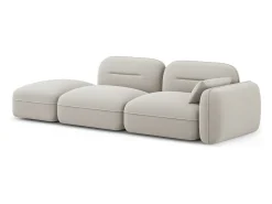 Cosmopolitan Design - Sofá modular virado para a esquerda "Sydney" 3 lugares em veludo bege claro - 295x90x70cm