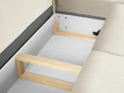 Cosmopolitan Design - Sofá convertível de canto direito com caixa de arrumação "Kyoto" 5 lugares em veludo bege claro - 243x194x88cm