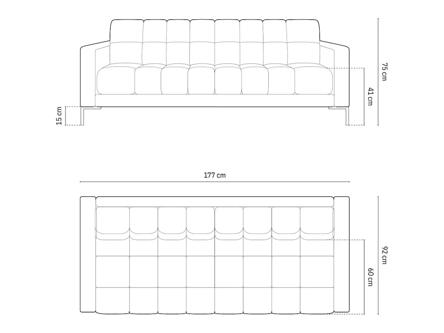 Cosmopolitan Design - Sofá "Bali" 3 lugares em tecido estrutural bege - 177x92x75cm