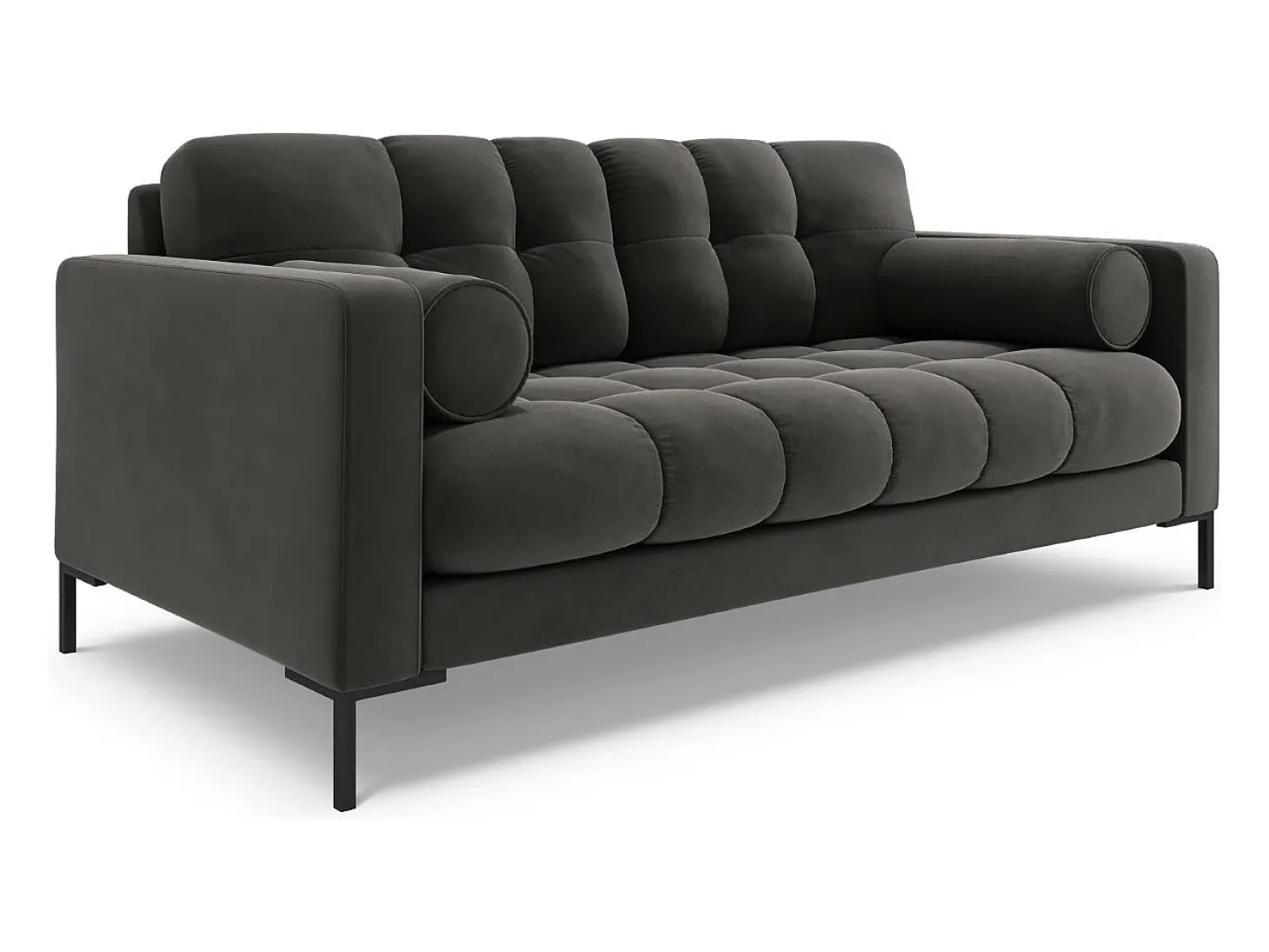 Cosmopolitan Design - Sofá "Bali" 2 lugares em veludo cinza escuro - 152x92x75cm
