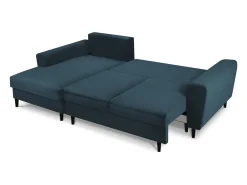 Cosmopolitan Design - Sofá convertível de canto esquerdo com caixa de arrumação "Kyoto" 4 lugares em veludo cotelê azul escuro - 241x145x88cm
