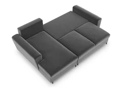 Cosmopolitan Design - Sofá convertível de canto esquerdo com caixa de arrumação "Kyoto" 4 lugares em veludo cinza claro - 241x145x88cm