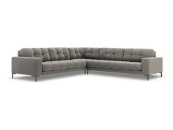 Cosmopolitan Design - Sofá de canto simétrico "Bali" 6 lugares em veludo cinza claro - 256x256x75cm