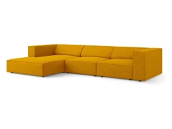 Cosmopolitan Design - Sofá de canto esquerdo "Arendal" 4 lugares em tecido chenille com efeito canelado mostarda - 284x166x70cm