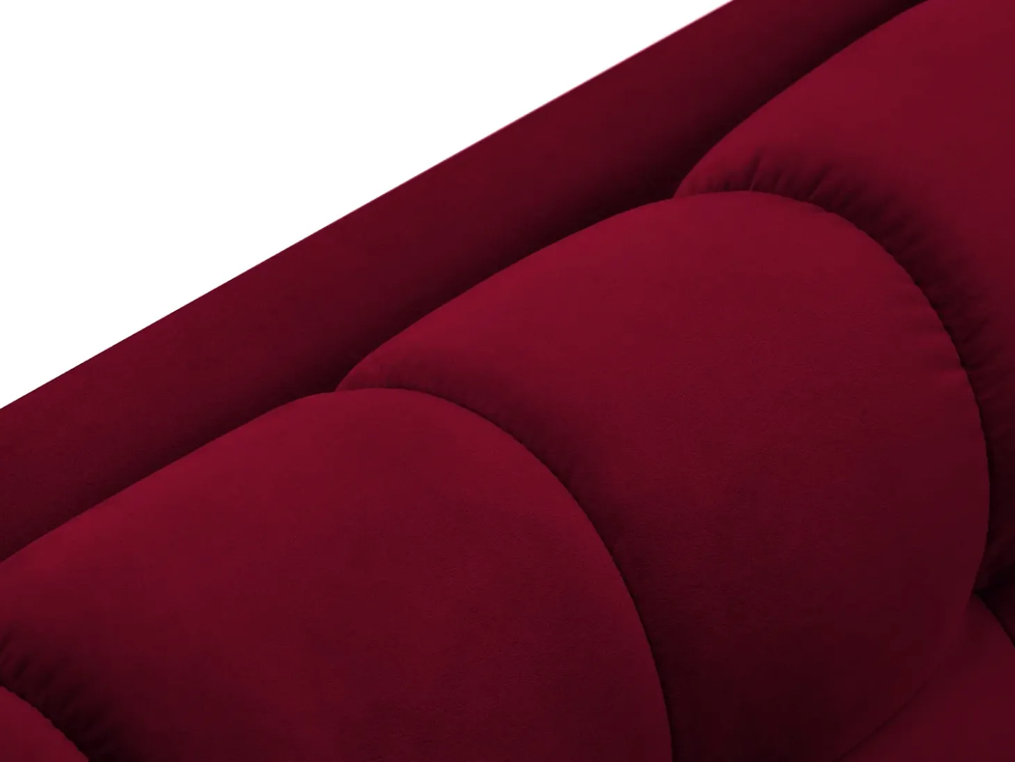 Cosmopolitan Design - Sofá panorâmico "Bali" 7 lugares em veludo vermelho - 383x185x75cm