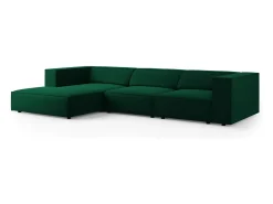 Cosmopolitan Design - Sofá de canto esquerdo "Arendal" 4 lugares em veludo verde garrafa - 284x166x70cm