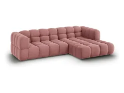 Cosmopolitan Design - Sofá modular de canto direito "Sky" 4 lugares em veludo salmão - 272x162x75cm