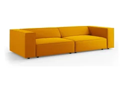 Cosmopolitan Design - Sofá "Arendal" 4 lugares em veludo amarelo - 244x102x70cm
