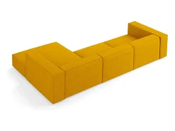 Cosmopolitan Design - Sofá de canto direito "Arendal" 4 lugares em tecido chenille com efeito canelado mostarda - 284x166x70cm