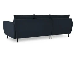 Cosmopolitan Design - Sofá de canto esquerdo "Vienna" 5 lugares em veludo azul escuro - 255x170x95cm