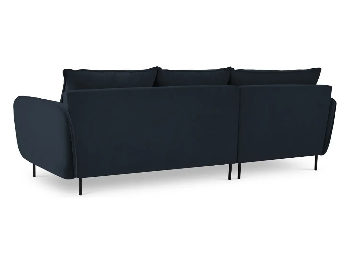 Cosmopolitan Design - Sofá de canto esquerdo "Vienna" 5 lugares em veludo azul escuro - 255x170x95cm