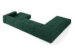 Cosmopolitan Design - Sofá de canto panorâmico à esquerda "Arendal" 7 lugares em tecido chenille com efeito canelado verde garrafa - 364x262x70cm