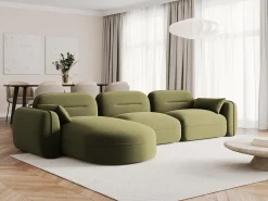 Cosmopolitan Design - Sofá modular de canto esquerdo "Sydney" 4 lugares em veludo verde claro - 320x165x70cm