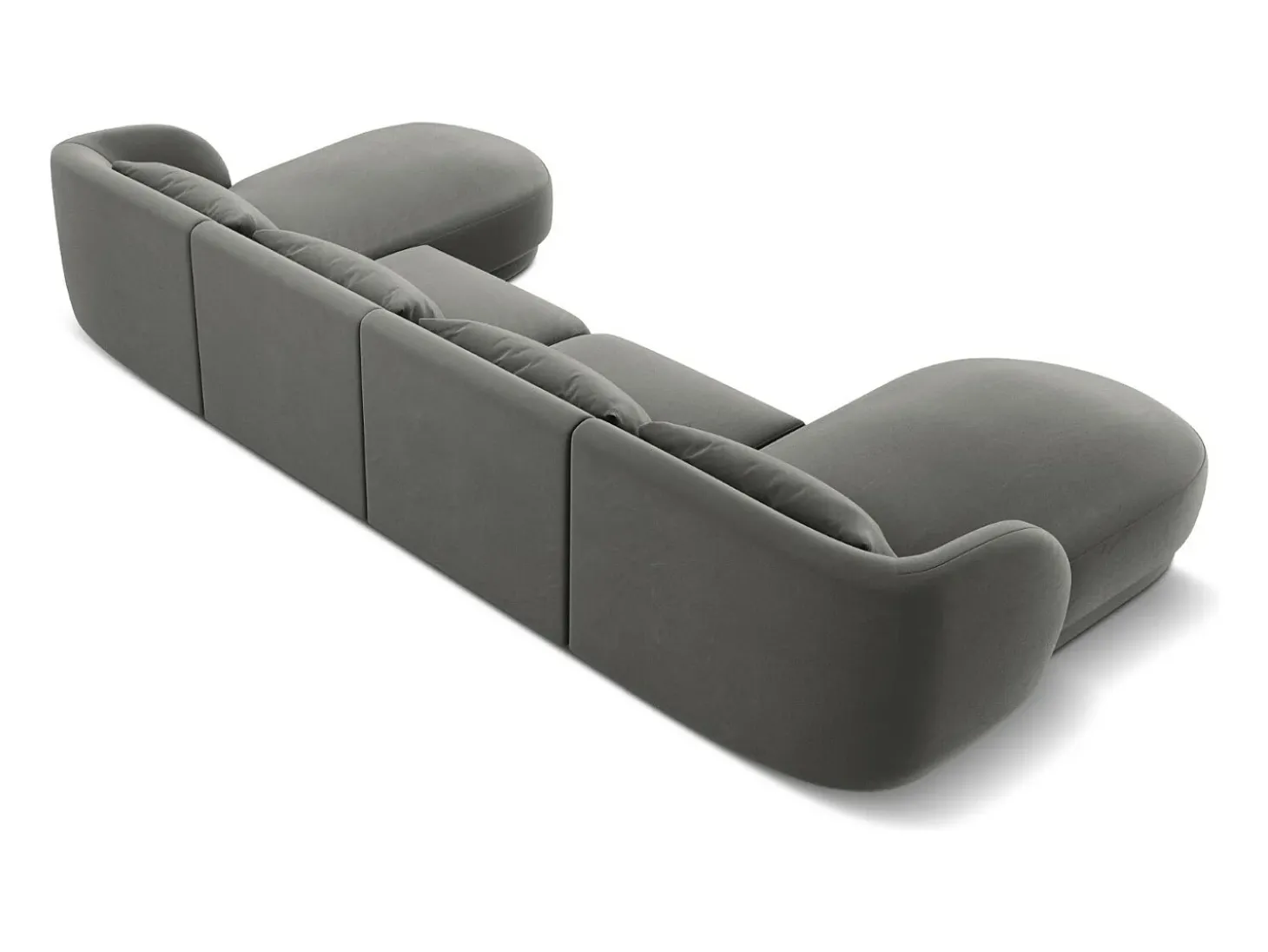 Cosmopolitan Design - Sofá panorâmico "Tulum" 5 lugares em veludo cinza claro - 330x156x70cm