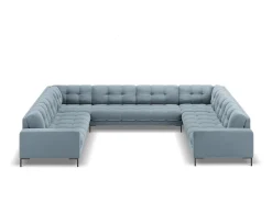 Cosmopolitan Design - Sofá panorâmico "Bali" 9 lugares em veludo azul claro - 327x256x75cm
