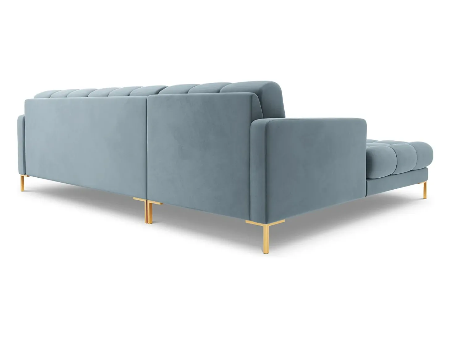 Cosmopolitan Design - Sofá de canto esquerdo "Bali" 5 lugares em veludo azul claro - 293x185x75cm
