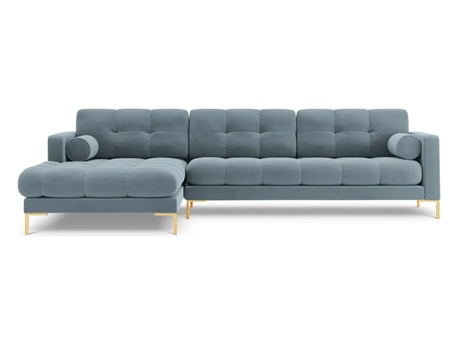 Cosmopolitan Design - Sofá de canto esquerdo "Bali" 5 lugares em veludo azul claro - 293x185x75cm