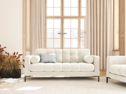 Cosmopolitan Design - Sofá "Bali" 2 lugares em veludo bege claro - 152x92x75cm
