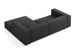 Cosmopolitan Design - Sofá de canto direito "Arendal" 3 lugares em tecido chenille preto - 224x166x70cm