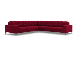 Cosmopolitan Design - Sofá de canto simétrico "Bali" 6 lugares em veludo vermelho - 256x256x75cm