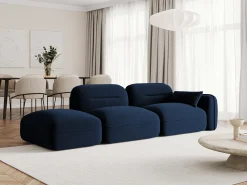 Cosmopolitan Design - Sofá modular virado para a esquerda "Sydney" 3 lugares em veludo azul real - 295x90x70cm