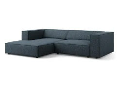 Cosmopolitan Design - Sofá de canto esquerdo "Arendal" 3 lugares em tecido chenille azul real - 224x166x70cm