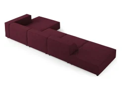 Cosmopolitan Design - Sofá de canto direito "Arendal" 5 lugares em tecido chenille com efeito canelado rubi - 341x166x70cm