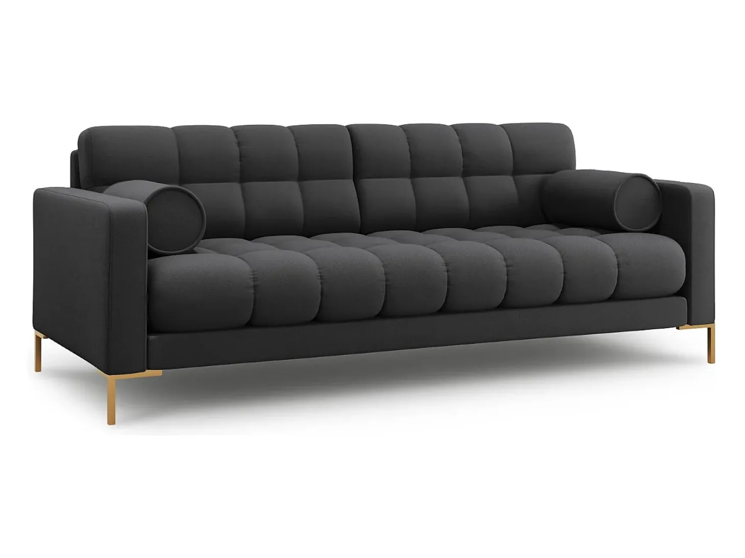 Cosmopolitan Design - Sofá "Bali" 3 lugares em tecido estrutural cinza escuro - 177x92x75cm