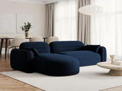 Cosmopolitan Design - Sofá modular de canto esquerdo "Sydney" 4 lugares em veludo azul real - 275x165x70cm