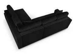 Cosmopolitan Design - Sofá convertível de canto direito com caixa de arrumação "Kyoto" 5 lugares em veludo preto - 243x194x88cm